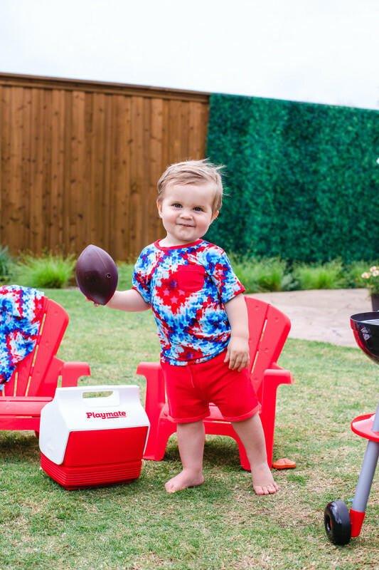 Boy's Bamboo Short Sleeve T-Shirt and Shorts Outfit Set - Maverick (Patriotic Tie Dye) - Image 2