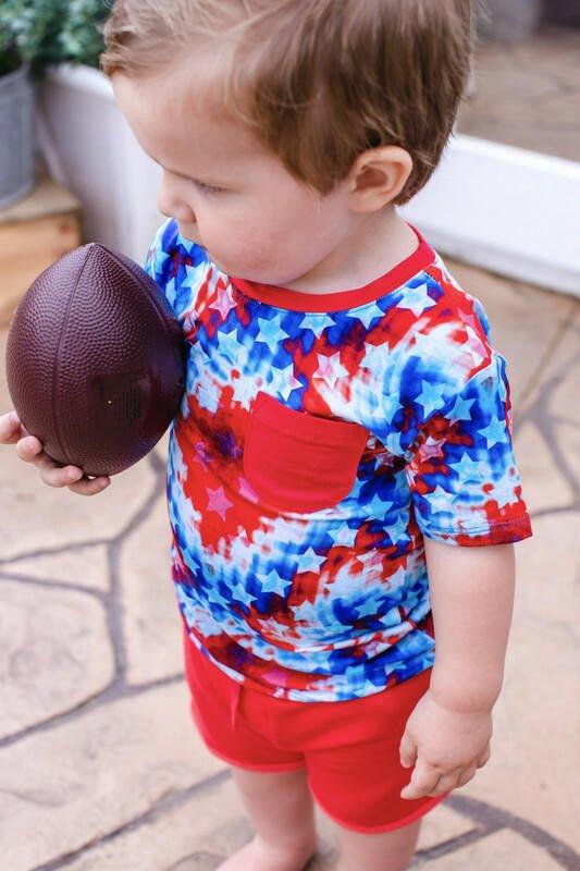 Boy's Bamboo Short Sleeve T-Shirt and Shorts Outfit Set - Maverick (Patriotic Tie Dye) - Image 3