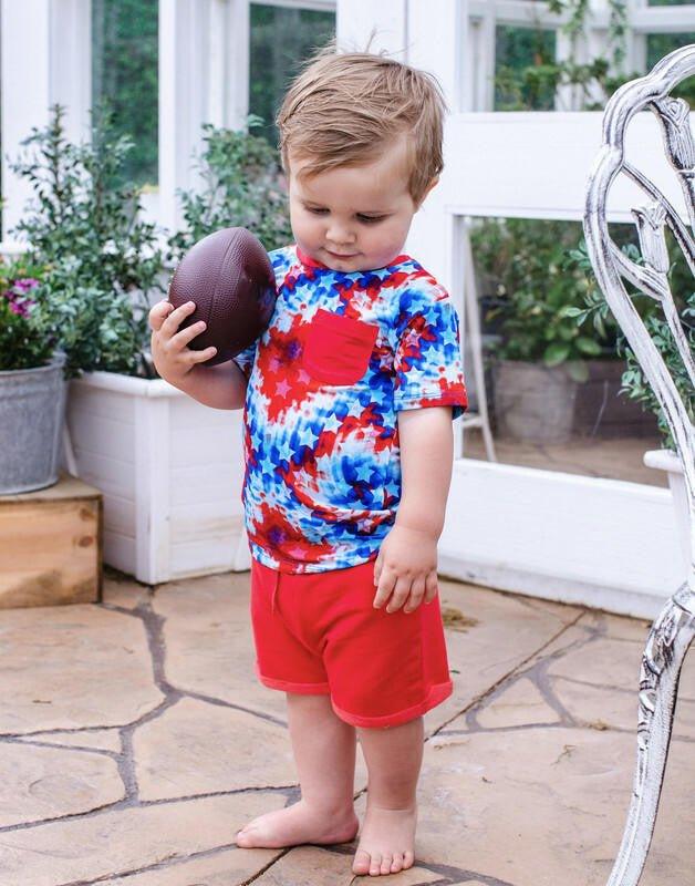 Boy's Bamboo Short Sleeve T-Shirt and Shorts Outfit Set - Maverick (Patriotic Tie Dye) - Image 4