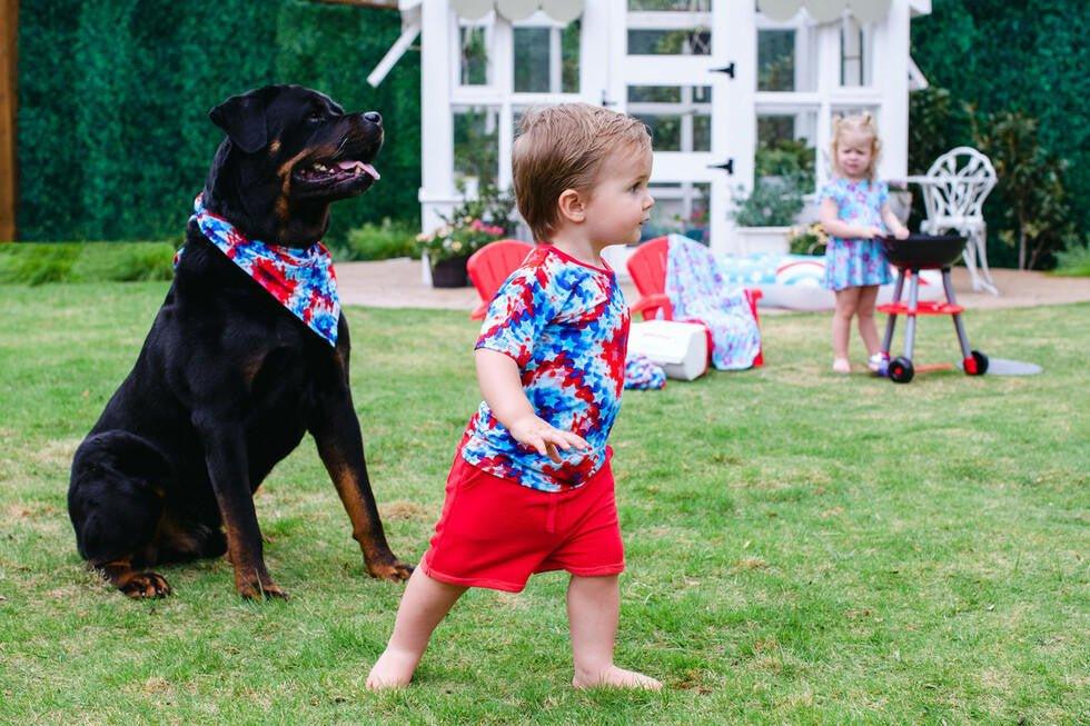 Boy's Bamboo Short Sleeve T-Shirt and Shorts Outfit Set - Maverick (Patriotic Tie Dye) - Image 5