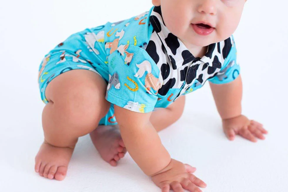 Boy's Bamboo Shortie Romper - Toby (Horses) - Image 4