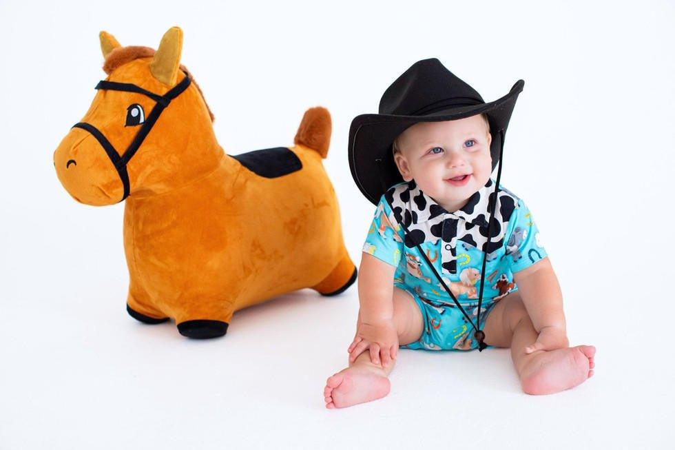 Boy's Bamboo Shortie Romper - Toby (Horses) - Image 5