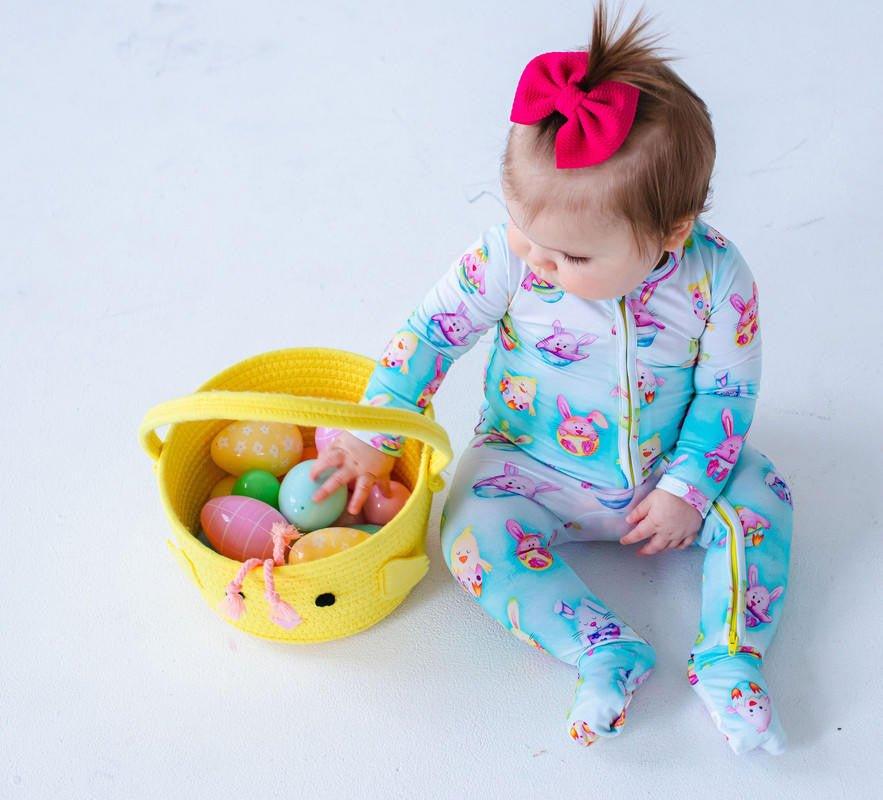 Bamboo Convertible Footie Romper - Elijah (Chick & Bunny Eggs) - Image 2
