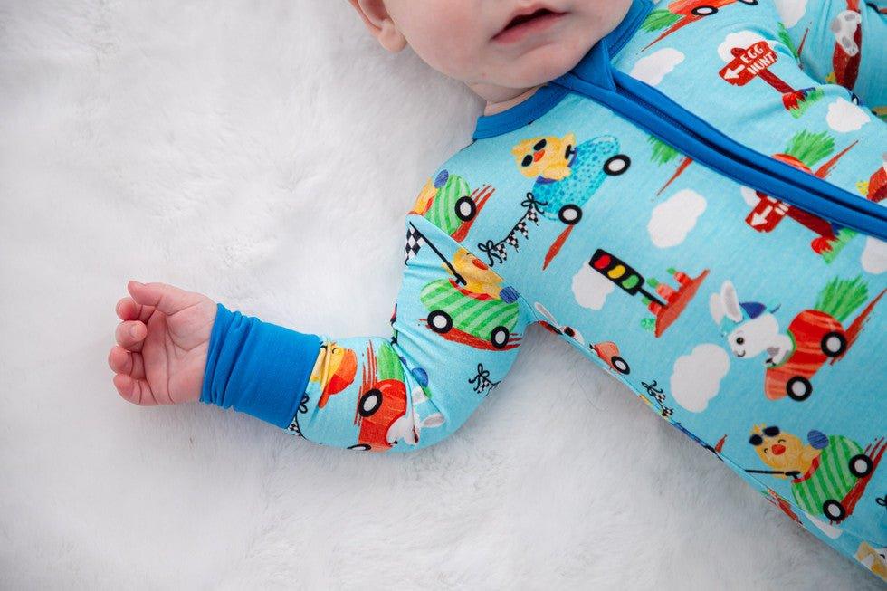 Bamboo Convertible Footie Romper - Judah (Chick and Bunny Race Cars) - Image 7
