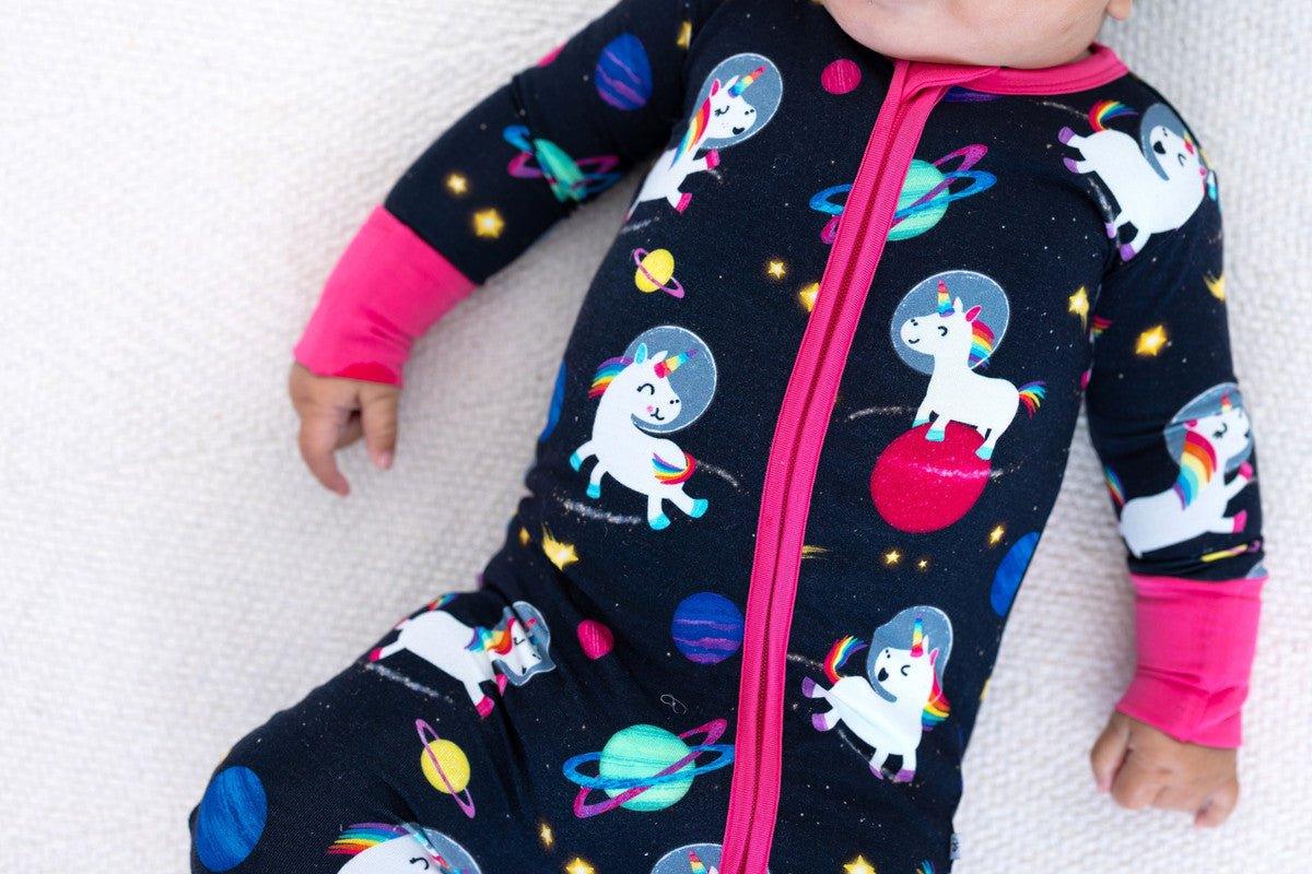 Bamboo Convertible Footie Romper - Luna (Unicorns and Space) - Image 2