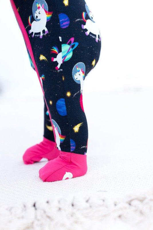 Bamboo Convertible Footie Romper - Luna (Unicorns and Space) - Image 3