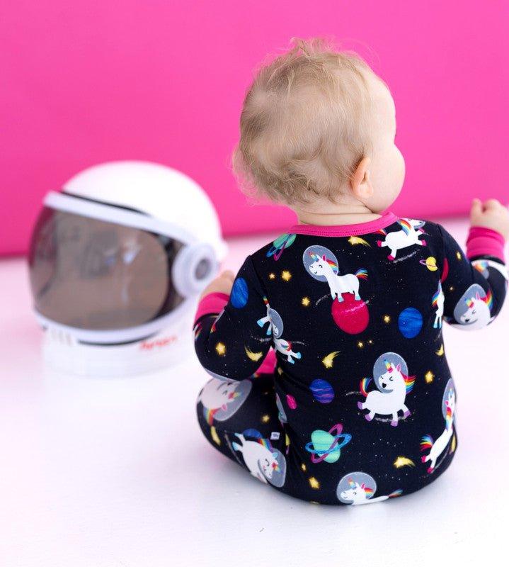 Bamboo Convertible Footie Romper - Luna (Unicorns and Space) - Image 5