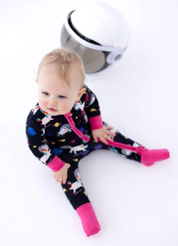 Bamboo Convertible Footie Romper - Luna (Unicorns and Space) - Image 6