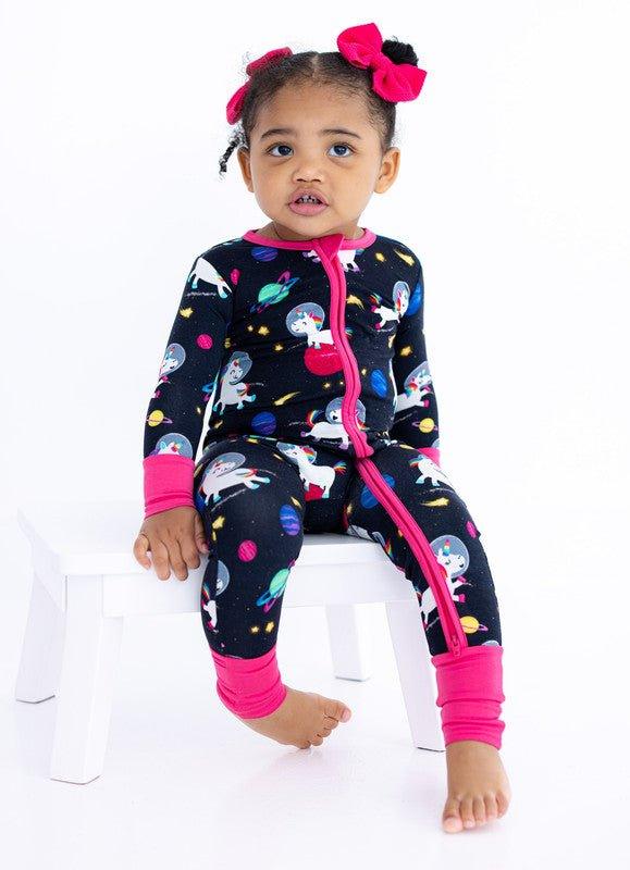 Bamboo Convertible Footie Romper - Luna (Unicorns and Space) - Image 7