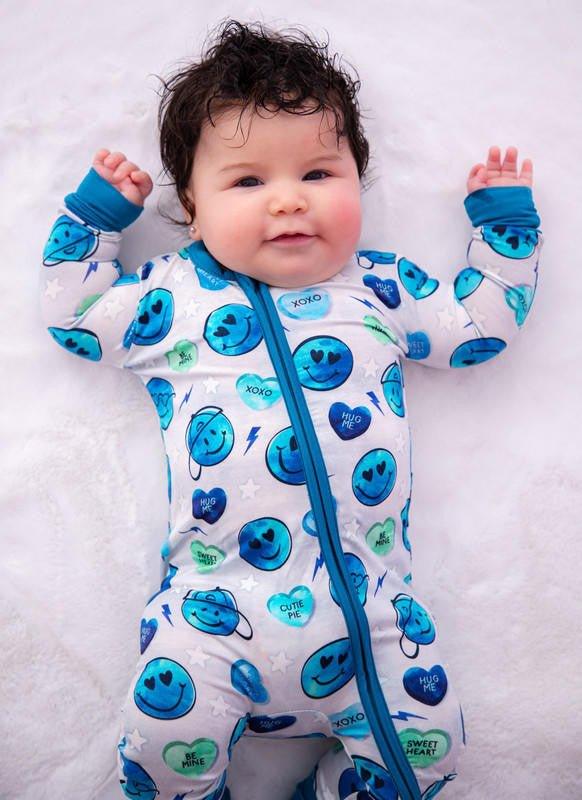Bamboo Convertible Footie Romper - Morris (Valentine Emojis) - Image 4