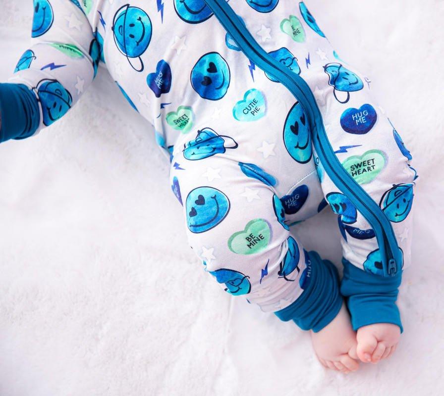Bamboo Convertible Footie Romper - Morris (Valentine Emojis) - Image 5