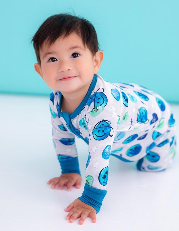 Bamboo Convertible Footie Romper - Morris (Valentine Emojis) - Image 7