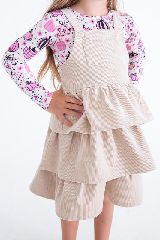 Girl's Corduroy Overall Jumper Outfit Set - Quinn (Pumpkins) - Image 2