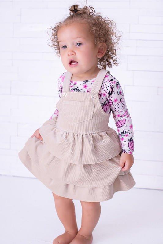 Girl's Corduroy Overall Jumper Outfit Set - Quinn (Pumpkins) - Image 3