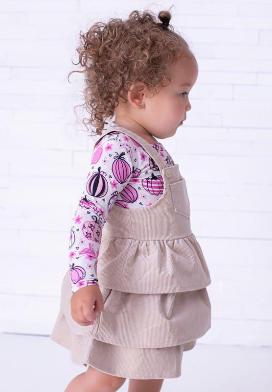 Girl's Corduroy Overall Jumper Outfit Set - Quinn (Pumpkins) - Image 4