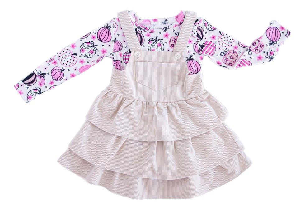 Girl's Corduroy Overall Jumper Outfit Set - Quinn (Pumpkins) - Image 6