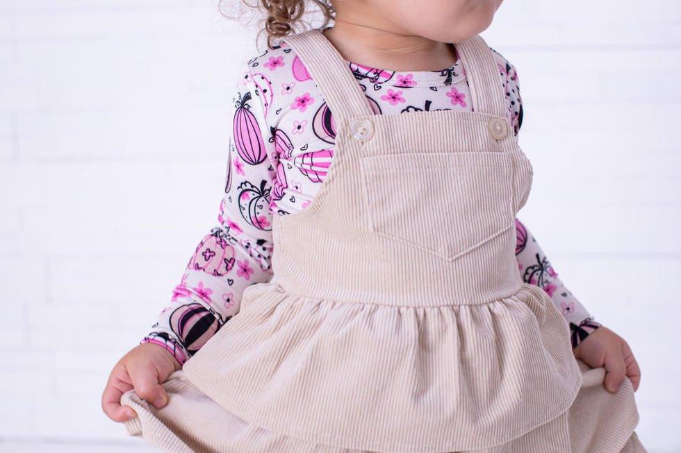 Girl's Corduroy Overall Jumper Outfit Set - Quinn (Pumpkins) - Image 7