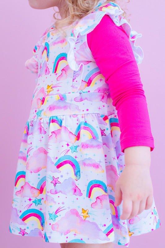 Girl's Bamboo Jumper Twirl Dress - Penelope (Rainbows) - Image 2