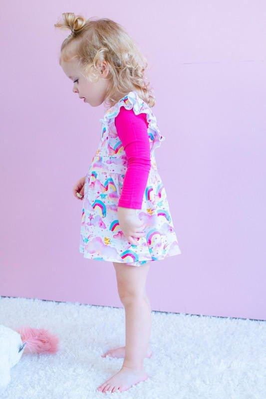 Girl's Bamboo Jumper Twirl Dress - Penelope (Rainbows) - Image 3
