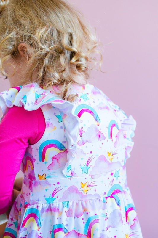 Girl's Bamboo Jumper Twirl Dress - Penelope (Rainbows) - Image 5