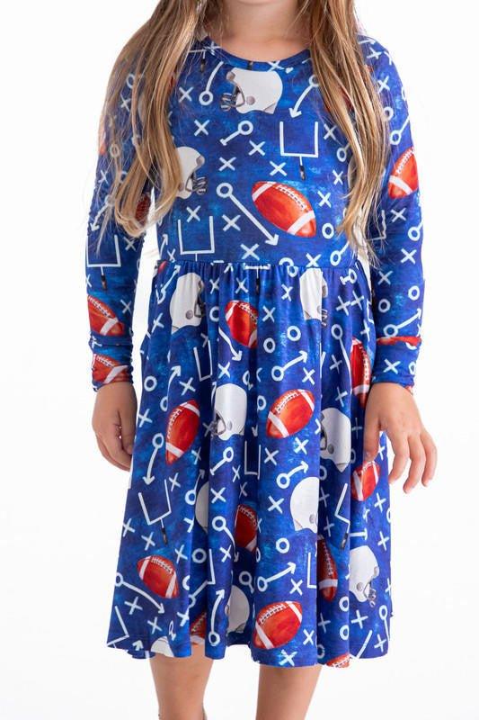 Girl's Bamboo Long Sleeve Dress - Troy (Football) - Image 5