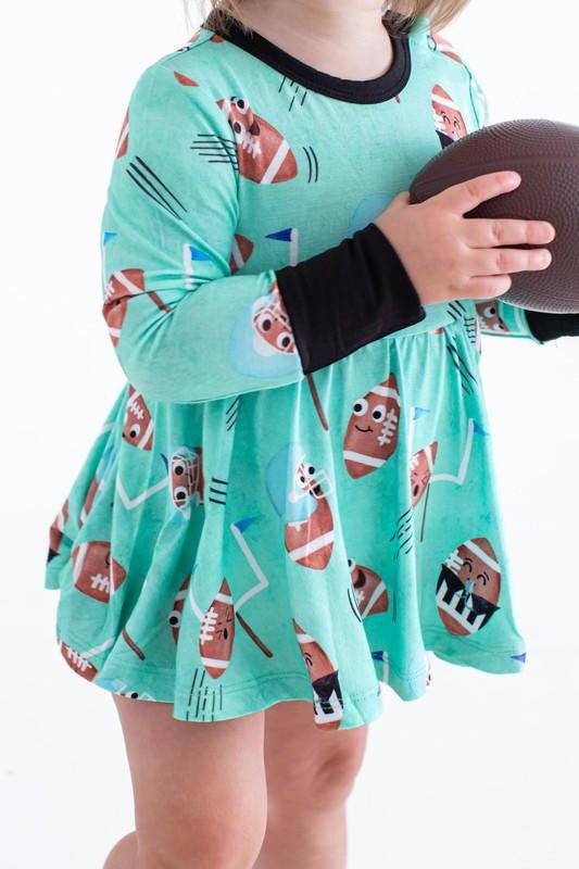 Girl's Bamboo Long Sleeve Twirl Bodysuit Dress - Elliot (Football) - Image 2