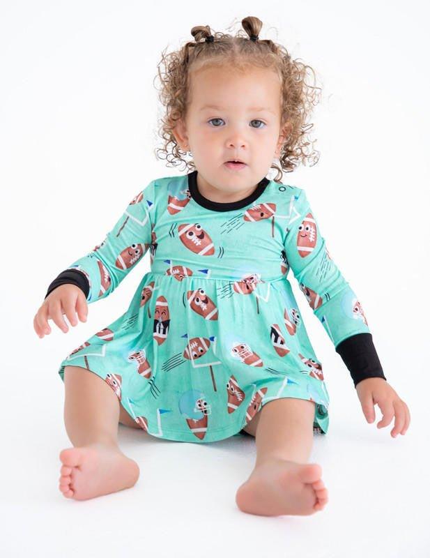 Girl's Bamboo Long Sleeve Twirl Bodysuit Dress - Elliot (Football) - Image 5