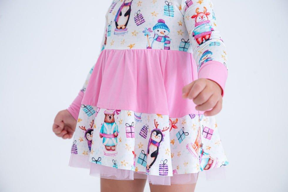 Girl's Bamboo Long Sleeve Twirl Bodysuit Dress - Fritz (Nutcrackers and Gift Boxes) - Image 5