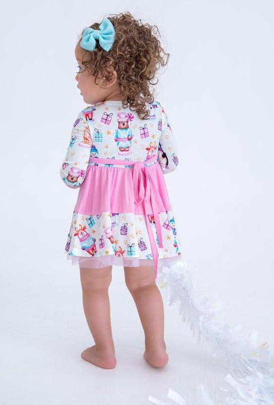 Girl's Bamboo Long Sleeve Twirl Bodysuit Dress - Fritz (Nutcrackers and Gift Boxes) - Image 6