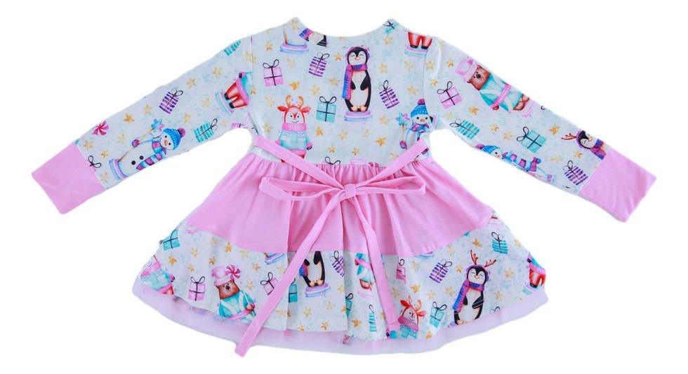 Girl's Bamboo Long Sleeve Twirl Bodysuit Dress - Fritz (Nutcrackers and Gift Boxes) - Image 7