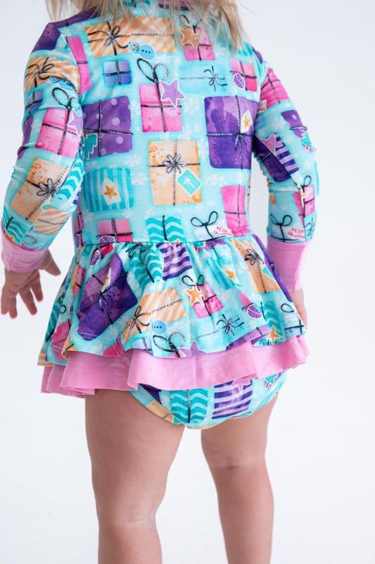 Girl's Bamboo Long Sleeve Twirl Bodysuit Dress - Mariah (Gift Boxes) - Image 2