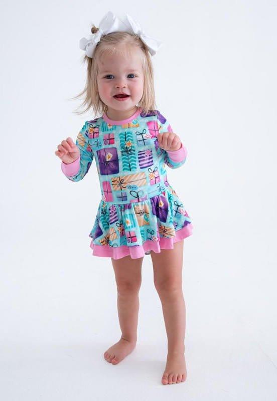 Girl's Bamboo Long Sleeve Twirl Bodysuit Dress - Mariah (Gift Boxes) - Image 3