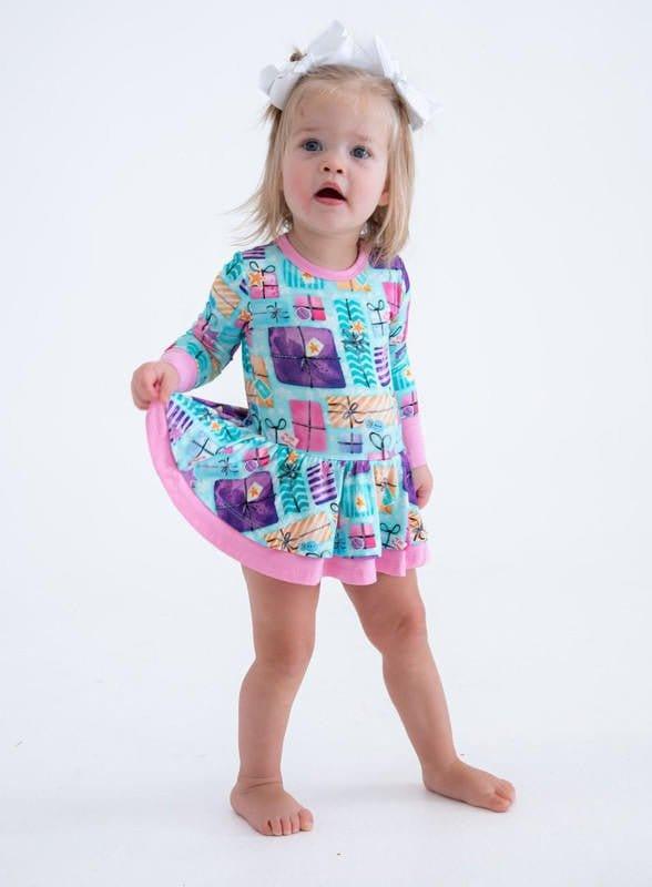 Girl's Bamboo Long Sleeve Twirl Bodysuit Dress - Mariah (Gift Boxes) - Image 4