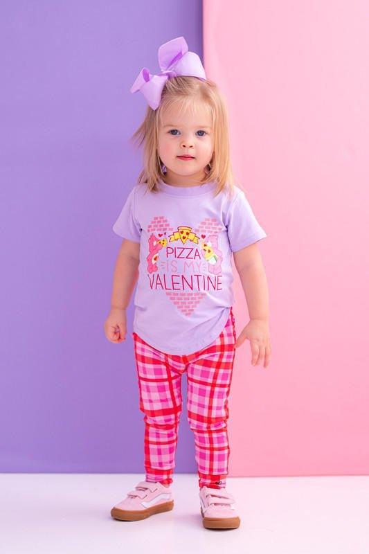 Girl's Bamboo Short Sleeve Graphic T-Shirt - Care Bears Pizza Valentine - Image 2