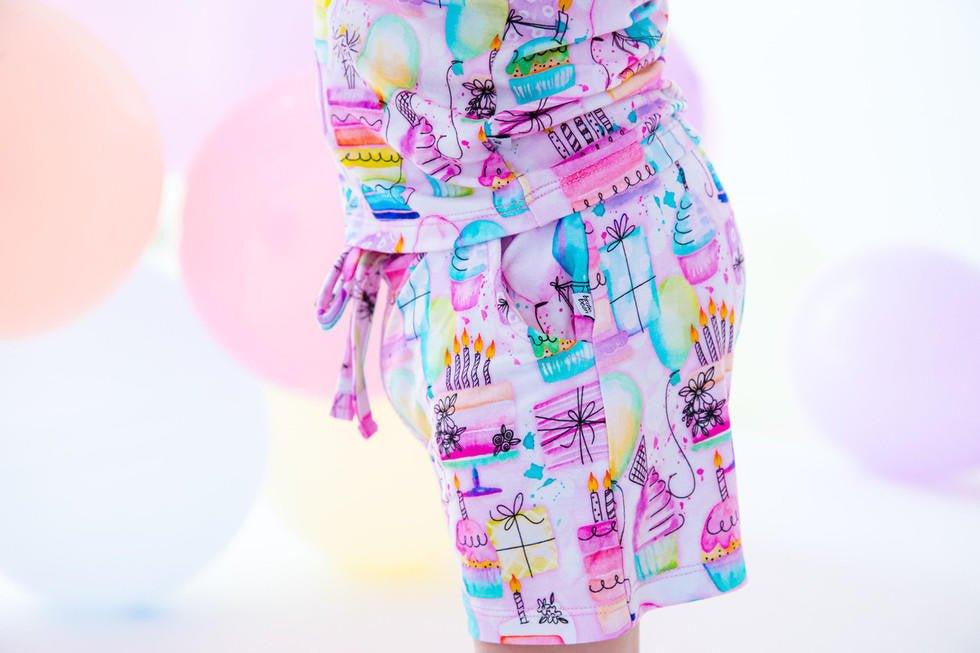 Girl's Bamboo Short Sleeve Lounge Pajama Set with Shorts - Harper (Birthday) - Image 4