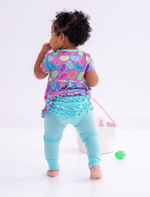 Girl's Bamboo Short Sleeve Peplum Top and Pants Outfit Set - Julie (Jellybeans) - Image 4