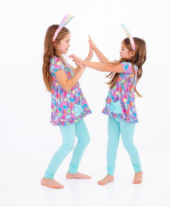 Girl's Bamboo Short Sleeve Peplum Top and Pants Outfit Set - Julie (Jellybeans) - Image 5