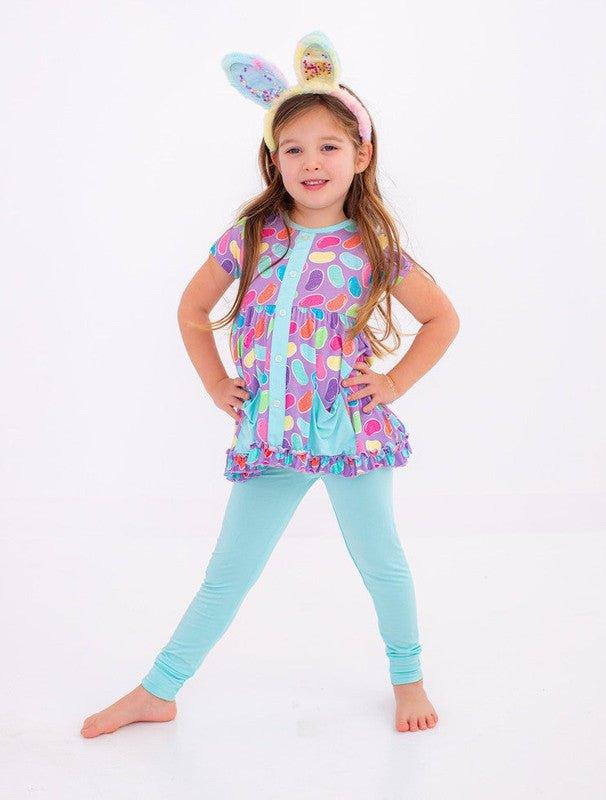 Girl's Bamboo Short Sleeve Peplum Top and Pants Outfit Set - Julie (Jellybeans) - Image 6