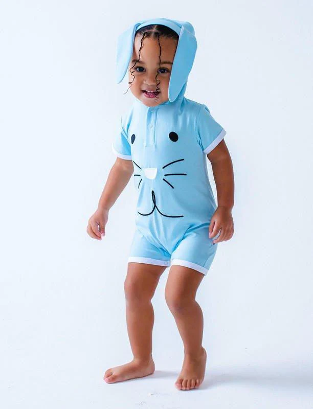 Bamboo Hooded Shortie Romper - Bunny - Image 3