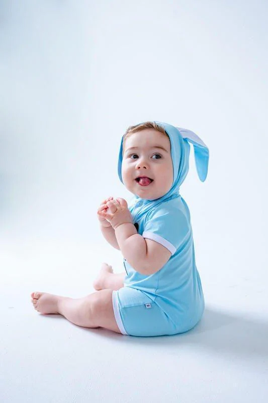 Bamboo Hooded Shortie Romper - Bunny - Image 5