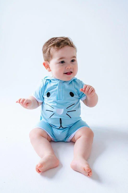Bamboo Hooded Shortie Romper - Bunny - Image 6