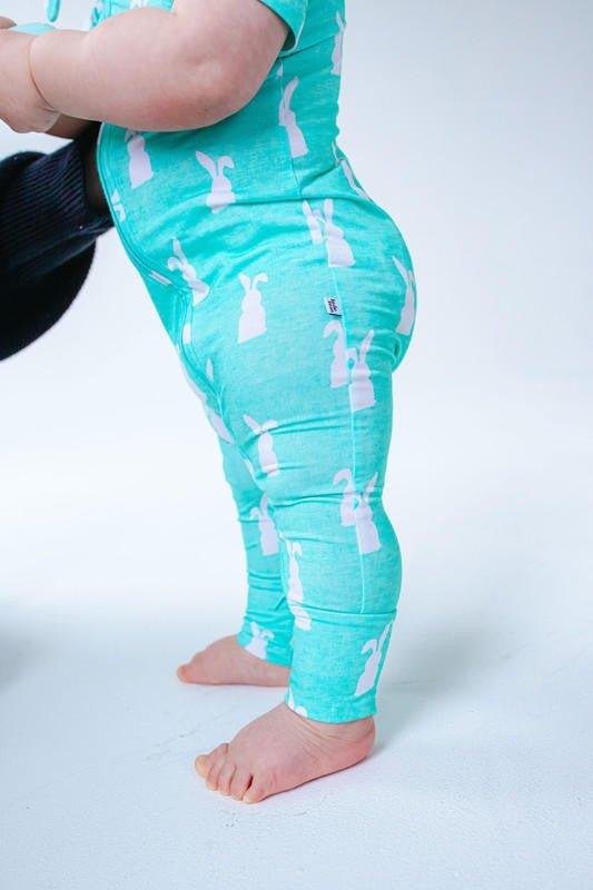 Bamboo Hooded Zipper Romper - Simon (Bunny On Mint) - Image 4