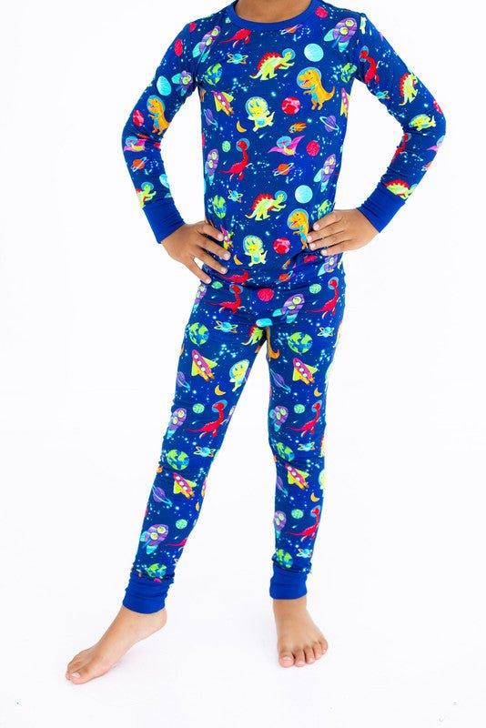 Bamboo Long Sleeve Pajama Set - Comet (Dinosaurs and Space) - Image 2