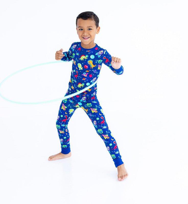 Bamboo Long Sleeve Pajama Set - Comet (Dinosaurs and Space) - Image 4
