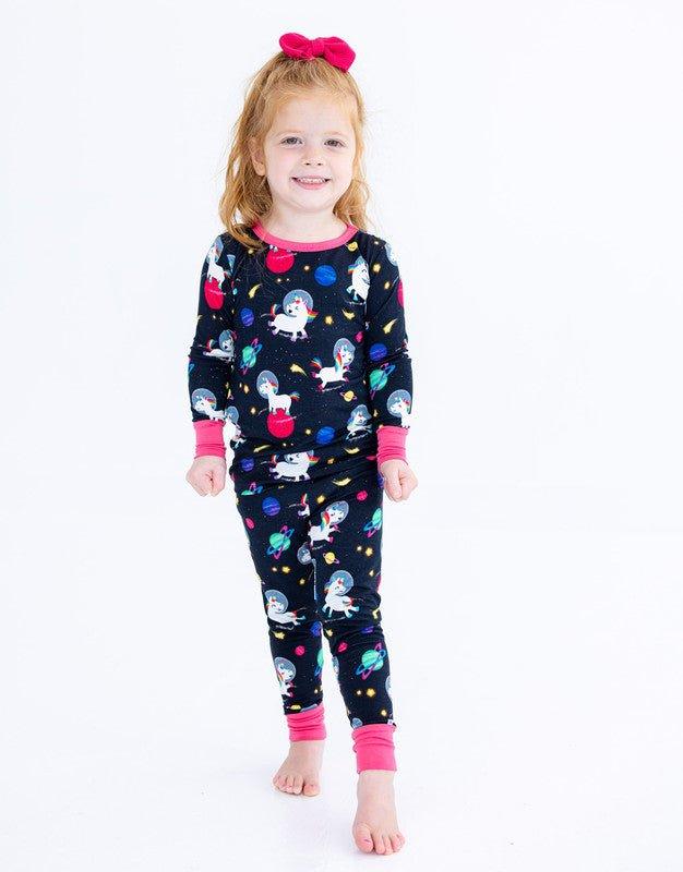 Bamboo Long Sleeve Pajama Set - Luna (Unicorns and Space) - Image 3