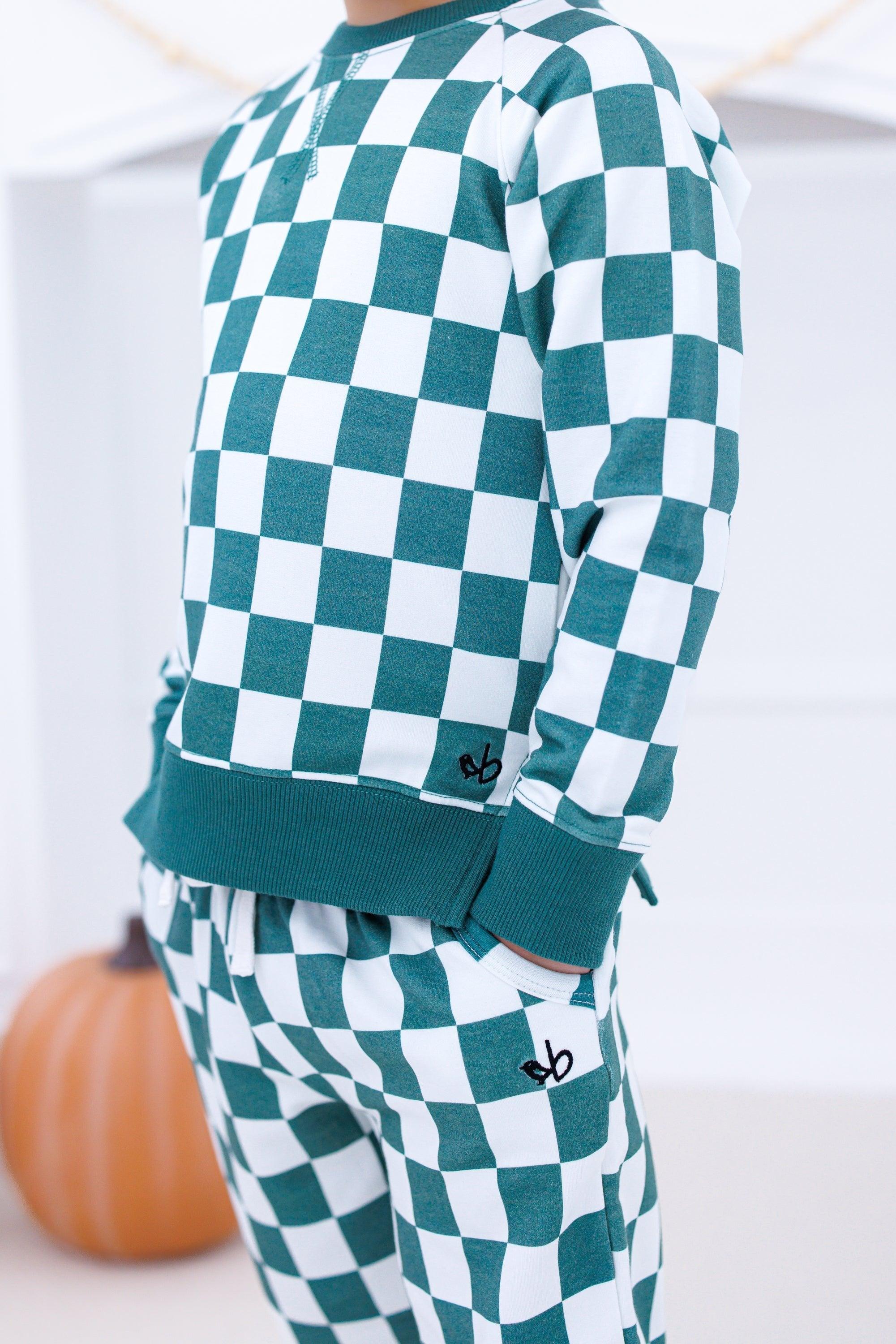 Bamboo Long Sleeve Top and Jogger Outfit Set - Lennox (Checkered) - Image 3