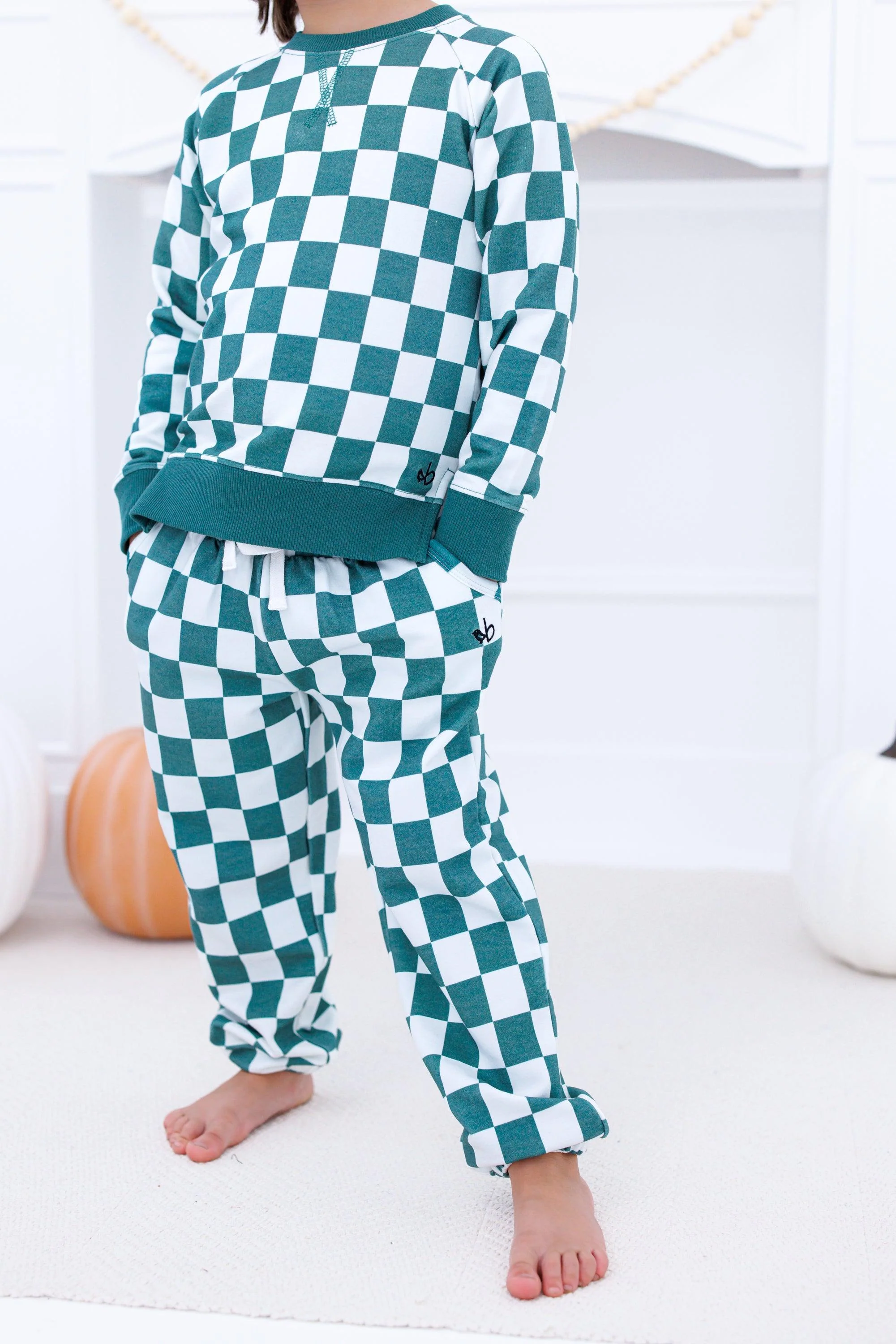 Bamboo Long Sleeve Top and Jogger Outfit Set - Lennox (Checkered) - Image 4