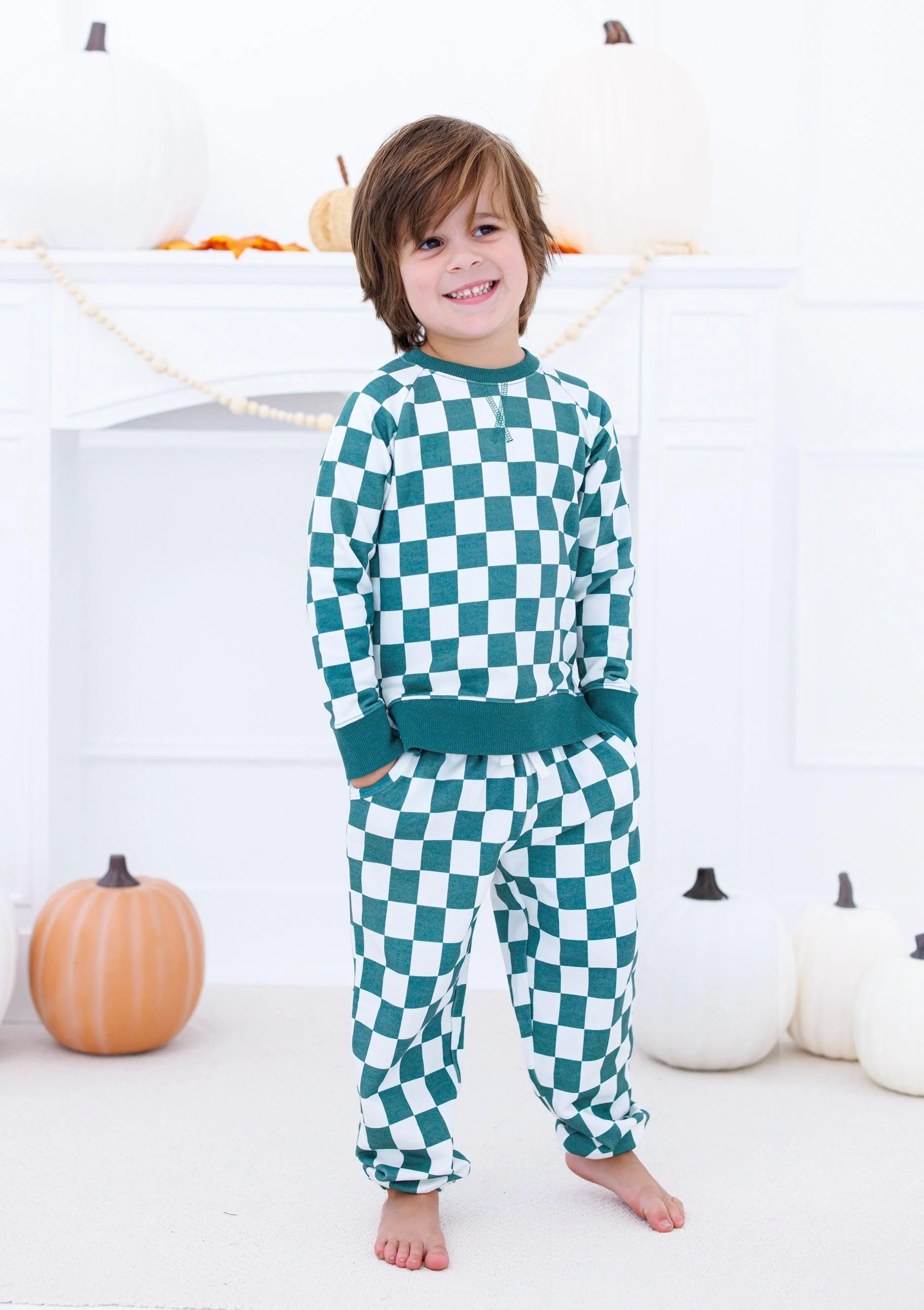 Bamboo Long Sleeve Top and Jogger Outfit Set - Lennox (Checkered) - Image 6