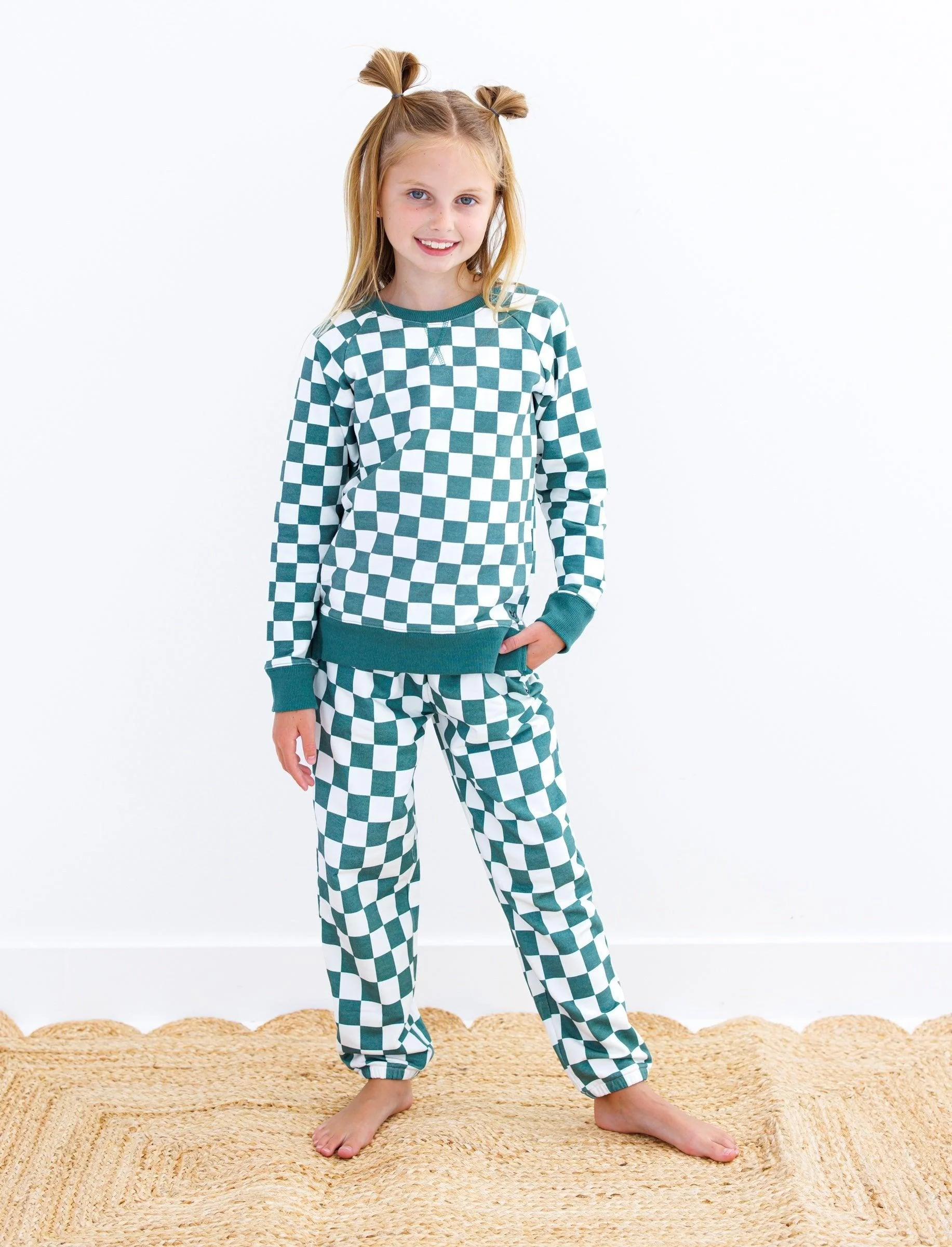 Bamboo Long Sleeve Top and Jogger Outfit Set - Lennox (Checkered) - Image 7