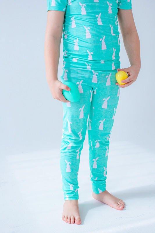 Bamboo Short Sleeve Pajama Set - Simon (Bunny On Mint) - Image 3